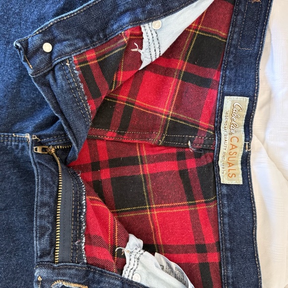 Cabela’s Blue Jeans with Red Plaid Lining, Size 10 Reg, Dark Wash, Used - Picture 5 of 10